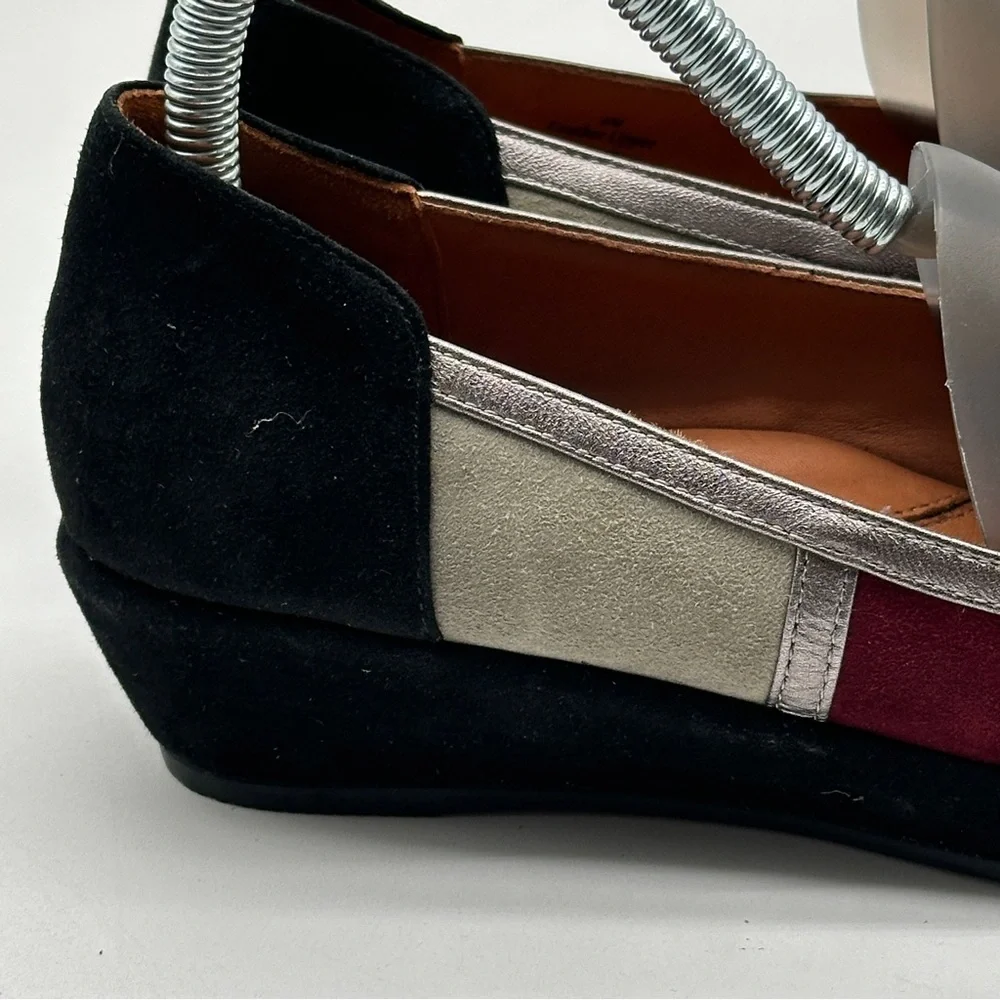 L'Amour Des Pieds Betty‎ Jane Flats Size 6 Black Red Suede Low Wedge Comfy Shoe